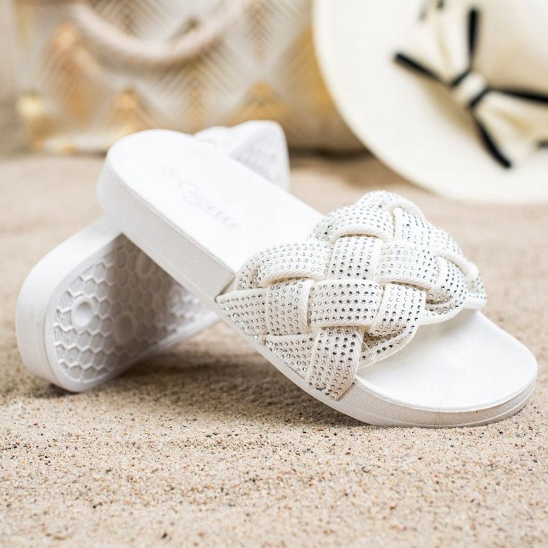 Groto Gogo Pantofole In Tessuto Con Cristalli bianco 1