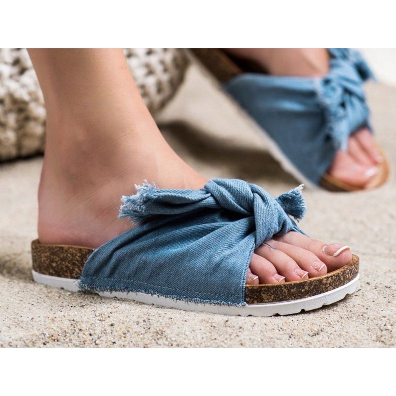 Forever Folie Comode pantofole in tessuto blu 2