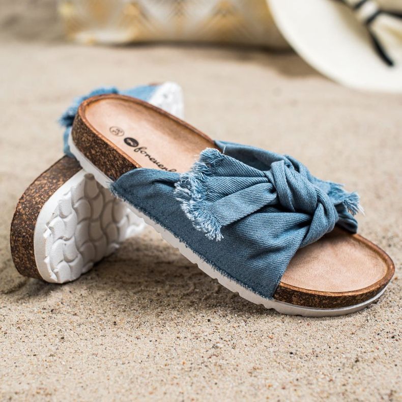 Forever Folie Comode pantofole in tessuto blu 1