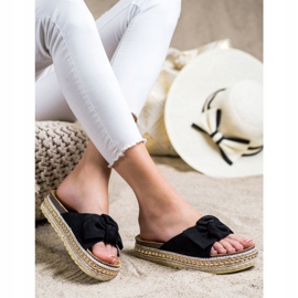SHELOVET Pantofole Espadrillas Con Fiocco nero 1
