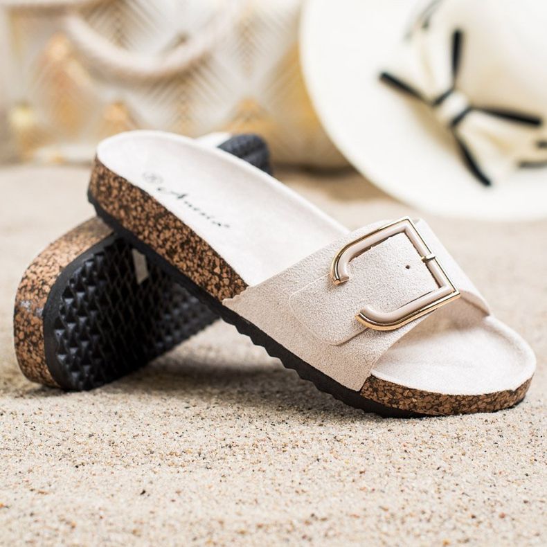 Anesia Paris Pantofole casual in pelle scamosciata beige 1