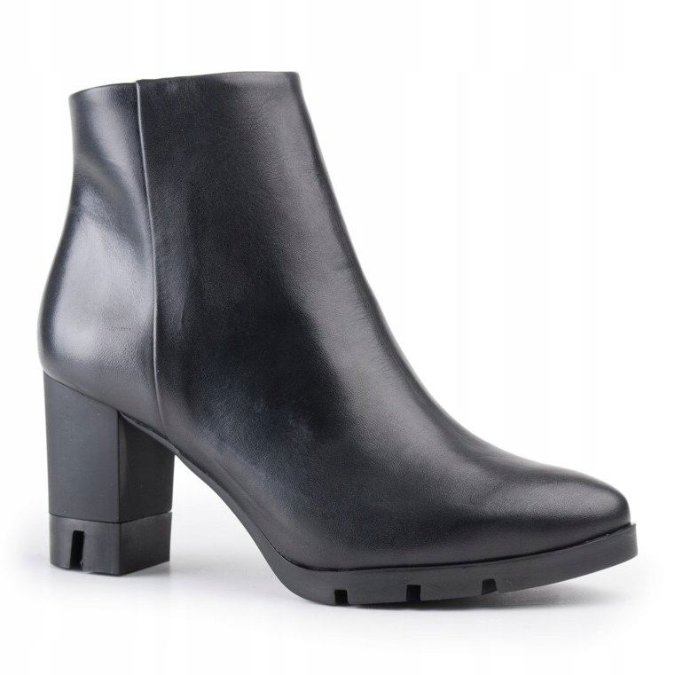 Marco Shoes Stivali audaci realizzati in pelle a grana naturale con tacco spesso nero 1