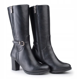 Marco Shoes Stivali classici in nappa nera con fibbie e cinturini aggiuntivi nero 1