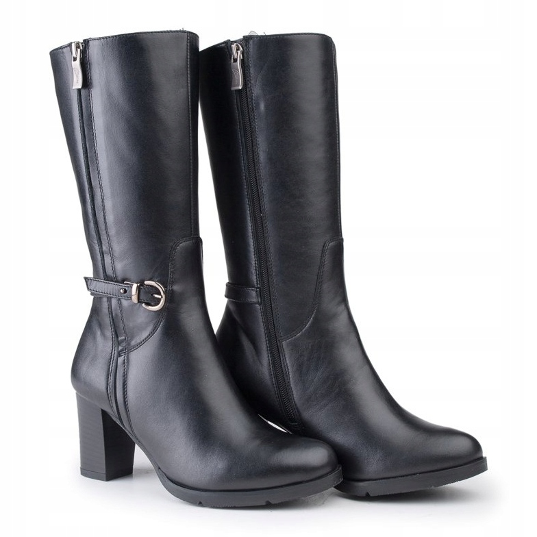 Marco Shoes Stivali classici in nappa nera con fibbie e cinturini aggiuntivi nero 1