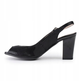 Marco Shoes Sandali senza punta e tacco in pelle nera a righe nero 2