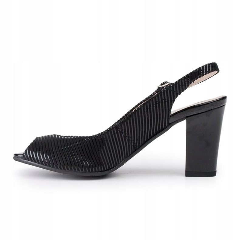 Marco Shoes Sandali senza punta e tacco in pelle nera a righe nero 2