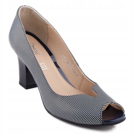 Marco Shoes décolleté pelle blu navy + bianco bianca 1