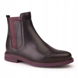 Marco Shoes Stivaletti leggeri con fondo piatto in pelle fiore nera con inserto viola nero 1