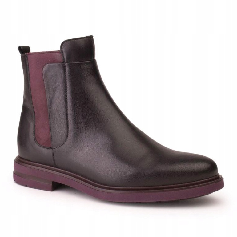 Marco Shoes Stivaletti leggeri con fondo piatto in pelle fiore nera con inserto viola nero 1