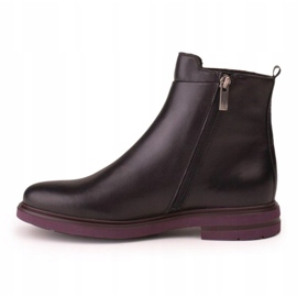 Marco Shoes Stivaletti leggeri con fondo piatto in pelle fiore nera con inserto viola nero 2