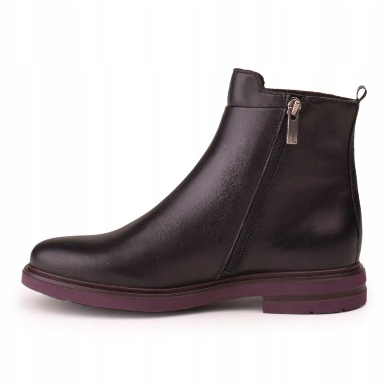 Marco Shoes Stivaletti leggeri con fondo piatto in pelle fiore nera con inserto viola nero 2