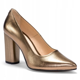 Marco Shoes Décolleté metalliche con tacco più alto a coste marrone 1