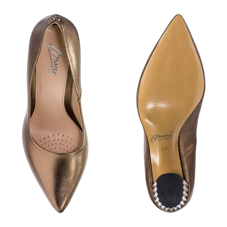 Marco Shoes Décolleté metalliche con tacco più alto a coste marrone 2