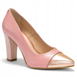 Marco Shoes Décolleté Marco rosa con punta dorata 1