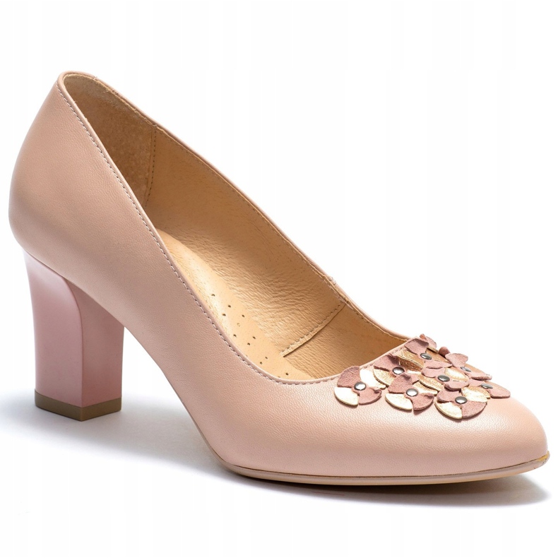 Marco Shoes Décolleté 1120P rosa con ornamento floreale 1