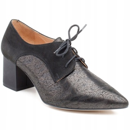 Marco Shoes Scarpe stringate nere 1248P in camoscio con motivo nero 1