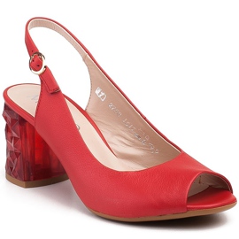 Marco Shoes Sandali in pelle rossa con tacco 3D rosso 1
