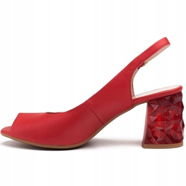 Marco Shoes Sandali in pelle rossa con tacco 3D rosso 2