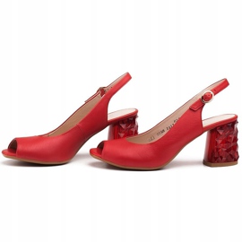 Marco Shoes Sandali in pelle rossa con tacco 3D rosso 3