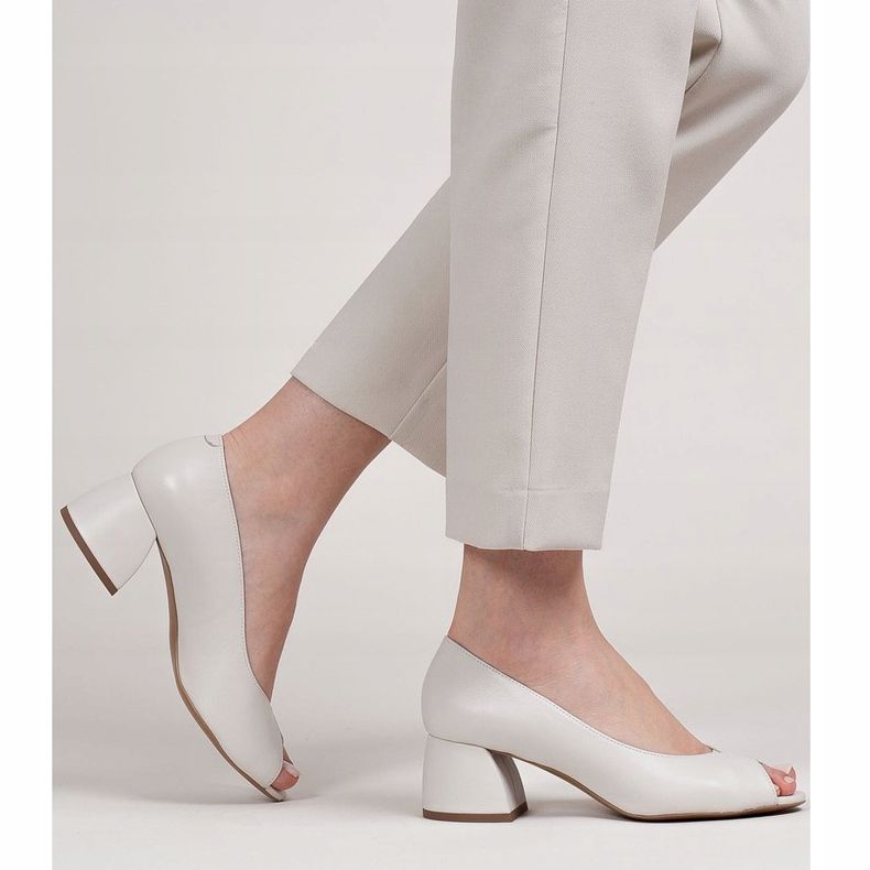 Marco Shoes 1576P décolleté in pelle beige con tacco stabile 2