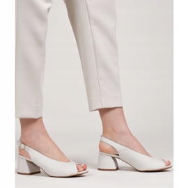 Marco Shoes 1573P sandali in pelle bianca con tacco stabile bianco 1