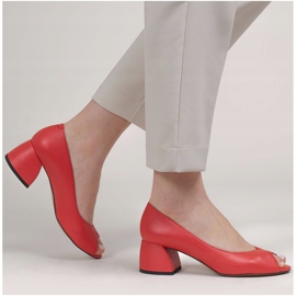 Marco Shoes Décolleté 1576P in pelle rossa con tacco stabile rosso 2