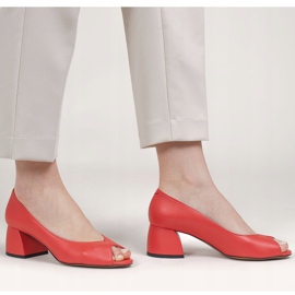 Marco Shoes Décolleté 1576P in pelle rossa con tacco stabile rosso 1