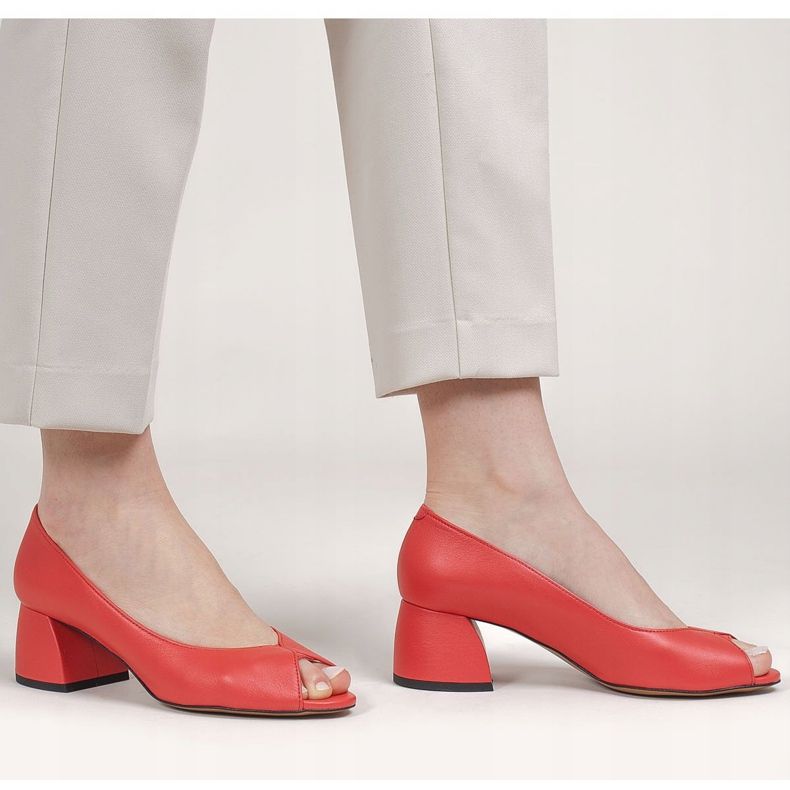 Marco Shoes Décolleté 1576P in pelle rossa con tacco stabile rosso 1