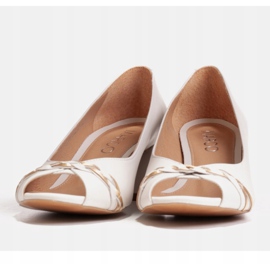 Marco Shoes Décolleté 1577P in pelle bianca con tacco stabile bianco 1