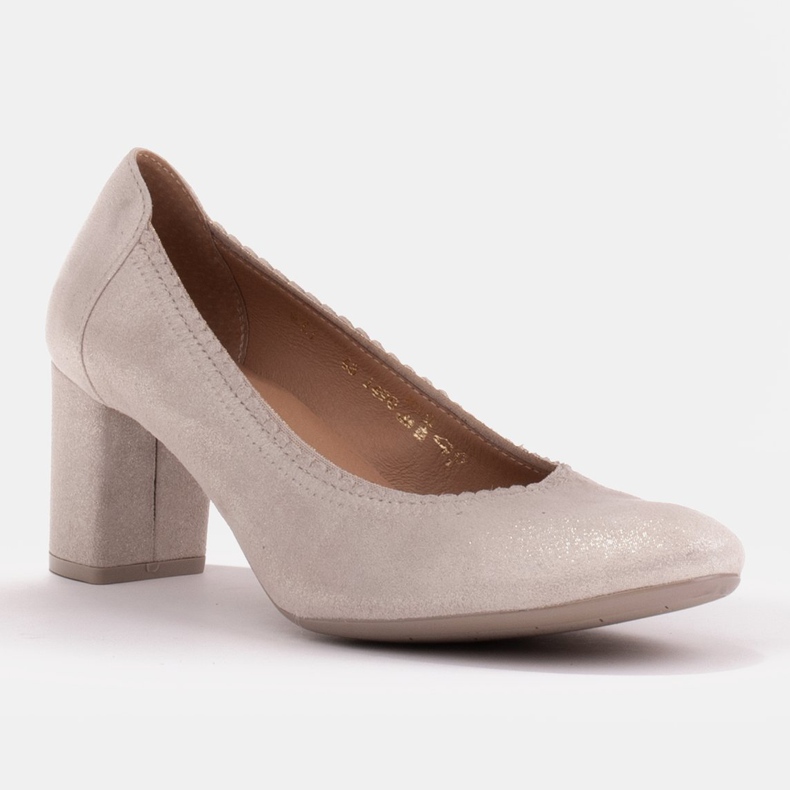 Marco Shoes Décolleté in velluto di capra con tacco beige 1