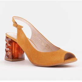 Marco Shoes Sandali in pelle gialli con tacco 3D 1517P giallo 1