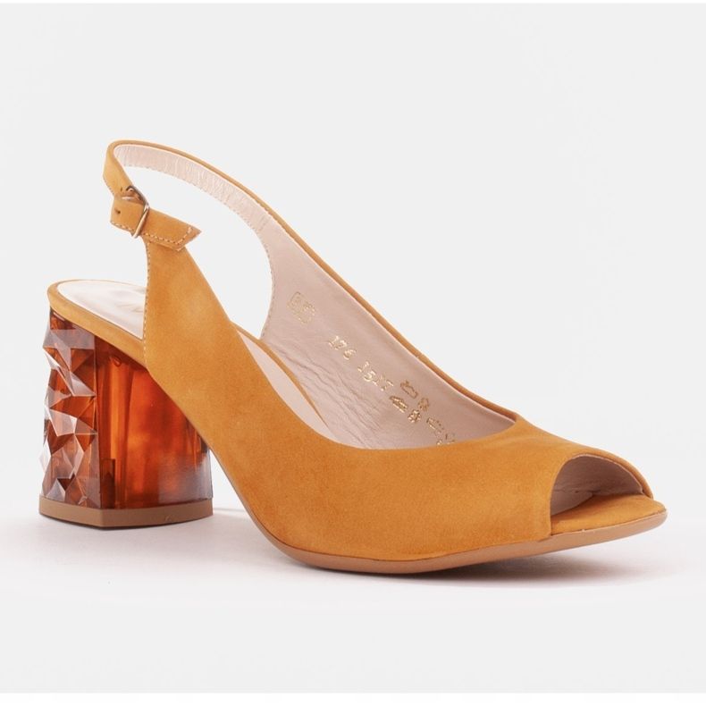 Marco Shoes Sandali in pelle gialli con tacco 3D 1517P giallo 1