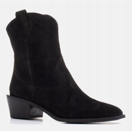 Marco Shoes Stivali da cowboy neri realizzati in pelle scamosciata naturale senza isolamento nero 1