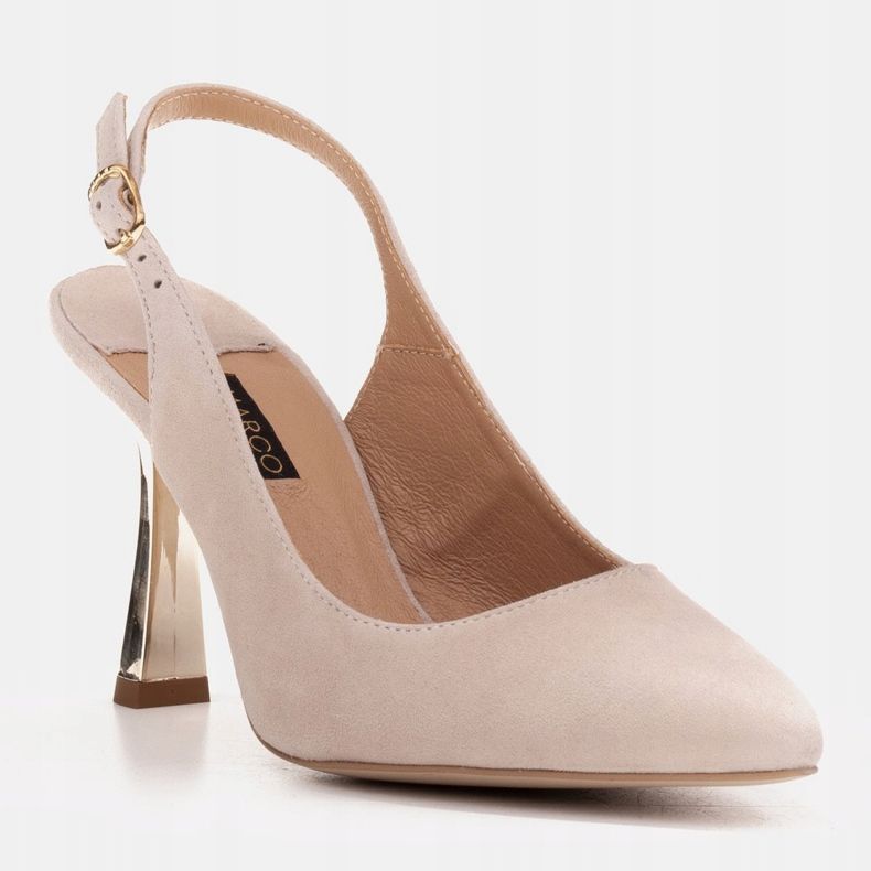 Marco Shoes Décolleté eleganti con cinturino e tacco metallico beige 1