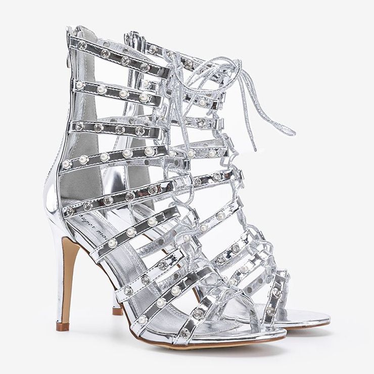 Sandali argento su uno stiletto The Twist d'argento 1