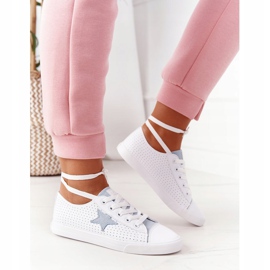 Sneakers Da Donna In Pelle Con Stella Big Star DD274692 Bianco-Blu bianca 2