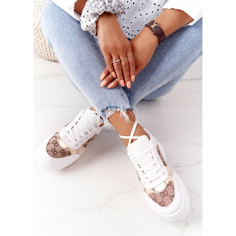 Scarpe sportive Sneakers sulla piattaforma bianco e oro Allisone d'oro 1