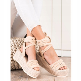 Seastar Sandali legati su una piattaforma alta beige 2