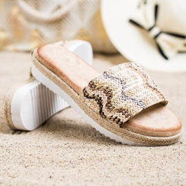 SHELOVET Pantofole Espadrillas Sulla Piattaforma beige marrone 1