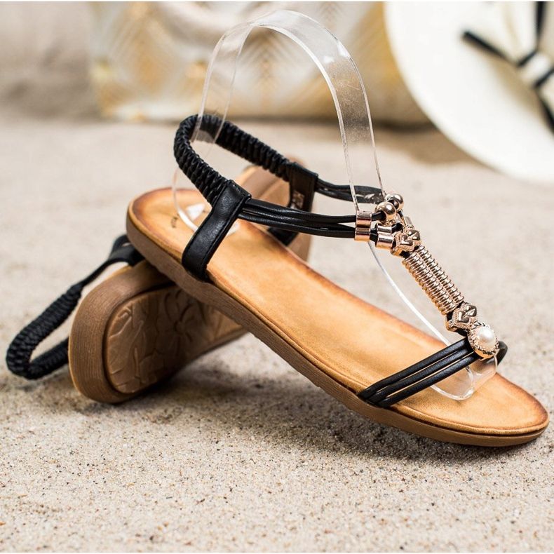 SHELOVET Sandali eleganti con elastico nero 1