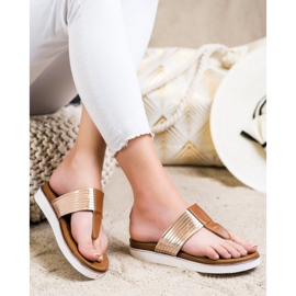 Cm Paris Comode infradito in ecopelle marrone d'oro 1