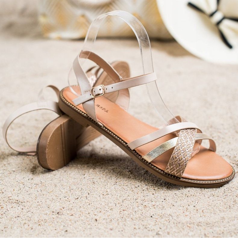 Laura Mode Sandali casual beige d'oro 1