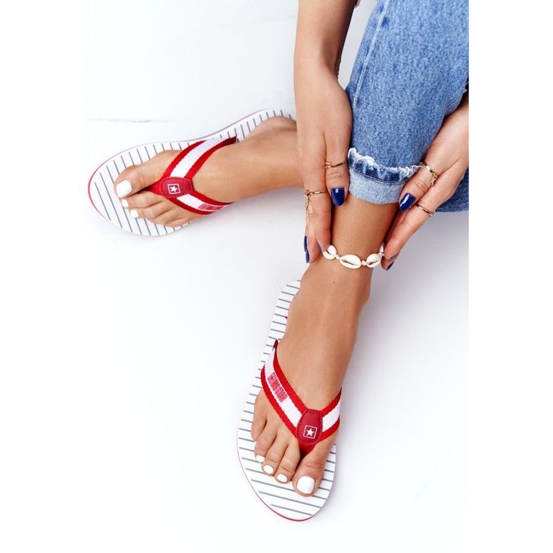 Infradito da donna Big Star DD274A249 Rosso bianco 3