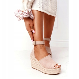 MSMG Sandali con zeppa Makenna beige con trecce 1