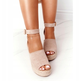 MSMG Sandali con zeppa Makenna beige con trecce 4