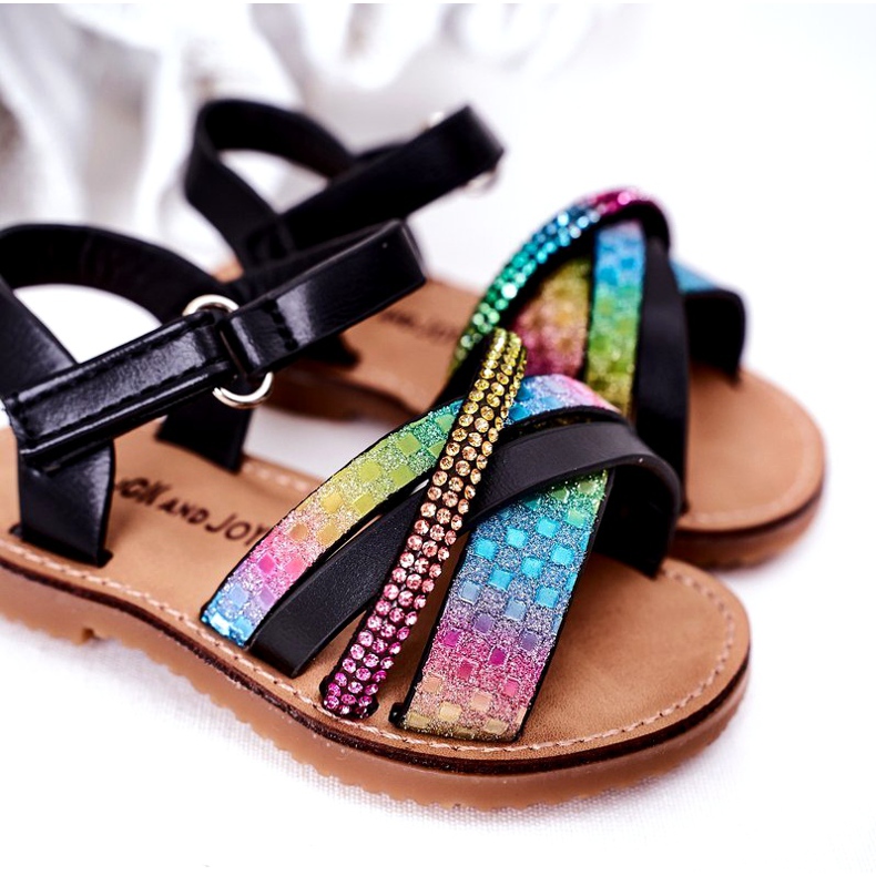 FR1 Sandali Per Bambini Con Paillettes Nero Becky blu rosa verde 4