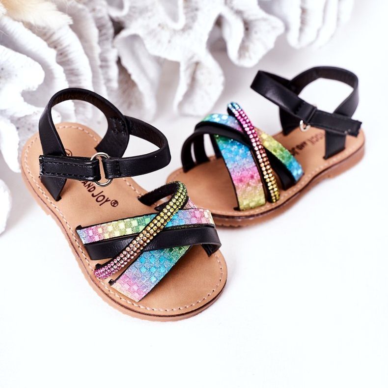 FR1 Sandali Per Bambini Con Paillettes Nero Becky blu rosa verde 3