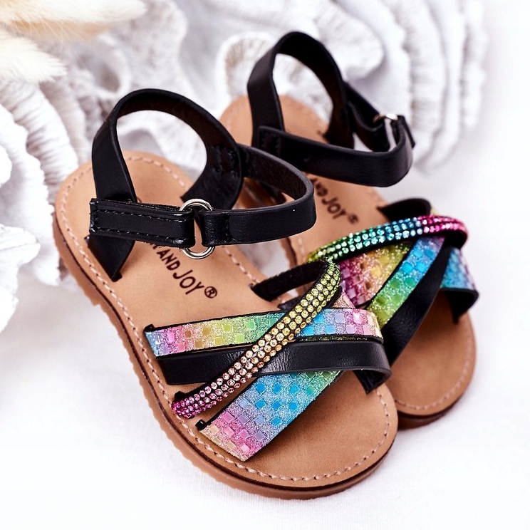 FR1 Sandali Per Bambini Con Paillettes Nero Becky blu rosa verde 1