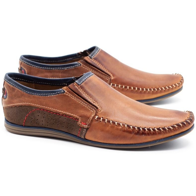 KOMODO Scarpe da uomo in pelle 847 marrone blu navy 2