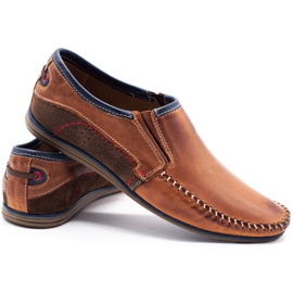 KOMODO Scarpe da uomo in pelle 847 marrone blu navy 3